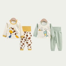 JOYMULTI MK 男童動物配色羅紋上下衣家居服2件組