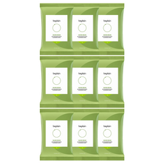 [비건뷰티] 비플레인 녹두 약산성 클렌징 워터 티슈, 20매입, 9개