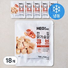 허닭 한입 닭가슴살 큐브 새우살사 (냉동), 100g, 18개