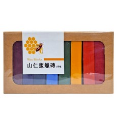 山仁 天然蜜蠟磚 彩虹組 台灣產 適用年齡2歲以上, 8色, 1盒
