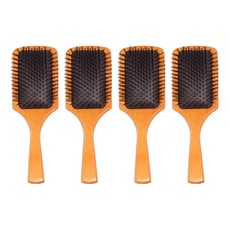 엉클킴 헤어 두피케어 우든 패들 브러쉬, 브라운, 4개