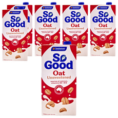 So Good 燕麥奶 無加糖, 富含鈣和維生素B2和B12, 不含乳製品, 素食可用, 1L, 6瓶
