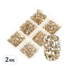withshyan 精選大容量施華平底水鑽組, 02 香檳金, 2個