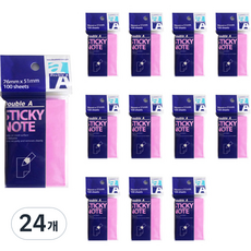 Double A 便利貼 76 x 51 mm, 24個, 霓虹洋紅