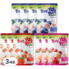 프로엠 요거팜 쌀로만든 딸기 30g x 3p + 블루베리 30g x 4p + 크랜베리 30g x 3p 세트, 딸기, 블루베리, 크랜베리, 3세트