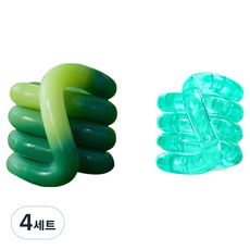 다다랜드 컬러풀 트위스트 온도변화 팝 튜브 손장난감 2종 세트, 그린, 4세트 그린, 4세트