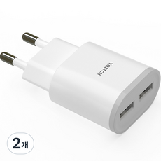 요이치 듀크K 아이폰 갤럭시 2.1A 듀얼 USB 충전기, 화이트, 2개