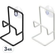 다용도 2단 흡착식 수세미 걸이 2종 세트, 블랙 + 화이트, 3세트