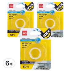 deLi 得力 雙面膠帶 25.4mm x 1.5m EA35201, 6個, 透明