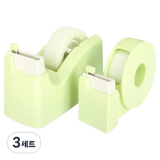 잘잘리오 홈앤스쿨 라이트 어린이 안전 테이프 디스펜서 뉴미니 + 휴대용 세트, 라임 민트, 3세트