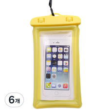블루코지 튜브 심플 휴대폰 방수팩, 옐로우, 6개