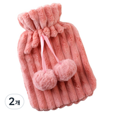 솔르 귀여운 물병 온수 찜질팩 레드 16.5 x 27 x 3 cm 1000ml, 2개