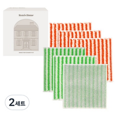 Lambs Home 竹纖維吸油銀絲菜瓜布 橘色+綠色組合, 2套, 6入