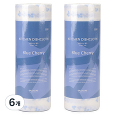 Dailylike 可水洗抹布 藍色櫻桃, 50入, 6個