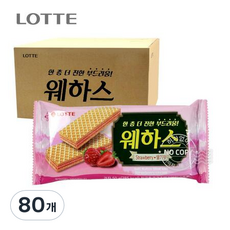 LOTTE 樂天 樂天製菓威化餅 草莓口味, 50g, 80個