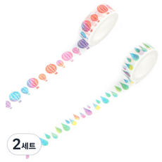 Life Point水彩顏料膠帶 熱氣球+水滴, 混色, 2組