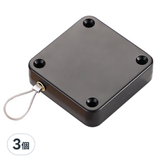 免打孔自動閉門器 ABS材質 包塑鋼絲繩 3M無痕貼 卡扣PC 500/800拉力可選, 6.3 x 6.3cm, 黑色, 3個