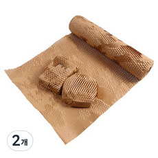 더깔끔 벌집 크라프트 완충재 뽁뽁이 포장지 30cm x 85m, 브라운, 2개