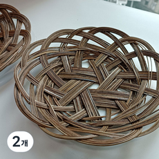 藤編小舖 印尼竹製藤編籃 圓形托盤 J039, 2個, 自然色