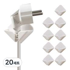 PICKYPICKS 黏貼式電線整理固定架 + 貼紙, 白色, 20套