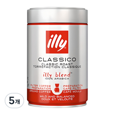 일리 클래식 로스트 필터 그라운드 클라시코 분쇄 원두, 커피메이커, 250g, 5개