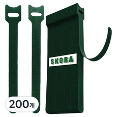 스코라 식물용 찍찍이 타이 스티커 다크 그린 15cm, 200개