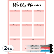 週計畫橡膠磁鐵行事曆板 直式 30 x 42 cm + 3種磁性白板筆, 週計畫粉紅色(行事曆板), 2套