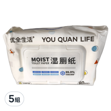 禾統 濕式衛生紙 家庭號80抽(另贈隨身包10抽), 2包, 5組