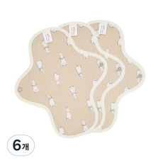 ee'chae 羅漢艾染色米色兔兔棉衛生巾日用襯裡, 1入, 6個