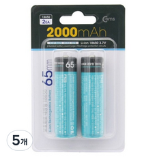 컴스 18650 보호회로 65mm 2000mA 리튬이온 충전지 LB200, 2개입, 5개