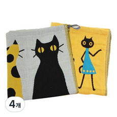 Pure Sunday Pure Noodles 三重貓三劍客紗布抹布 2p 套裝, 貓三劍客, 4個
