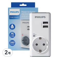 필립스 무선 서지보호 멀티탭 1구 CHP4010W 16A 250V A타입, 11.5cm, 혼합색상, 2개