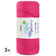 니뜨 뉴 코튼 마크라메 뜨개실 150g, 3개, 15핫핑크