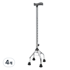 디페이브 레귤러 높이조절 스테인리스 하이 4발 노인 어르신 지팡이 실버, 4개