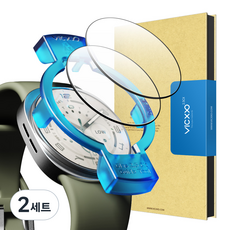 VICXXO 9H高硬度附貼膜輔助器 Galaxy Watch全覆蓋鋼化玻璃螢幕保護貼 2片, 透明