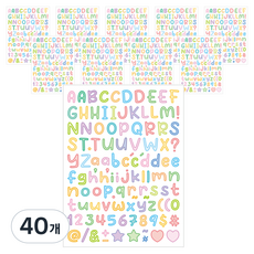 미소로운 손글씨 알파벳 스티커, 레인보우, 40개