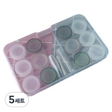 소울리치 콘텍트렌즈 케이스 3종 x 2p + 보관박스 세트, 투명, 5세트