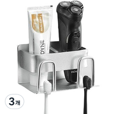 solve living 高級金屬浴室黏貼式牙刷架 掛架 置物架 2格, 銀色, 3個