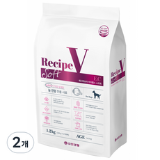유한양행레시피브이 강아지 소프트 처방식 사료, 눈물개선/눈건강+장건강, 1.2kg, 2개
