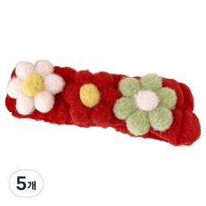 Nalli Sisters 花朵造型洗臉髮帶, 5個, 紅色