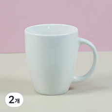 해피정코리아 오벌 유광 머그컵 350ml, 화이트, 2개