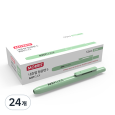 MORRIS Just Click 按壓式螢光筆 S, 24個, 自然綠色