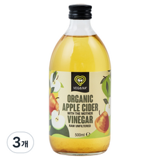 베가나 유기농 애플 사이다 비니거 사과식초, 3개, 500ml