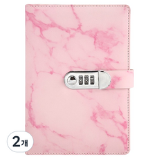 MAME 秘密萬年日記本 附鎖筆記本 秘密日記本, 2個, 粉紅色