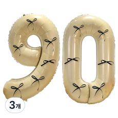 문구담 생일 기념일 이벤트 장식 대형 숫자풍선 90, 크림, 3개