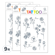 Petit 迷你紋身貼紙 TS014, 玫瑰, 9個