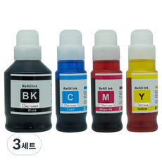 탑젯 캐논 호환 무한 리필 잉크 4종 세트 GI-90, 검정, 파랑, 빨강, 노랑, 3세트