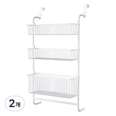 코멧 홈 3단 다용도 문걸이 수납선반, 화이트, 2개