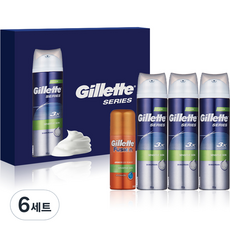 질레트 시리즈 센서티브 스킨 쉐이브 폼 245g x 3p + 여행용 미니 하이드라젤 70g 세트, 6세트