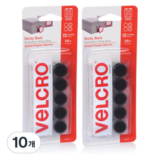 VeLCRO 威扣 一般圓形黑色魔鬼氈 15片, 10個